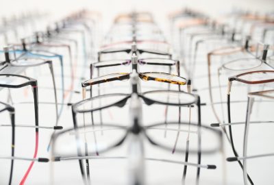 eye glasses on the shelf.